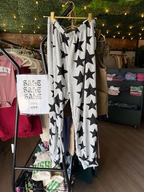 SHEIN Gray Star Lounge Pants with Black Accents A099